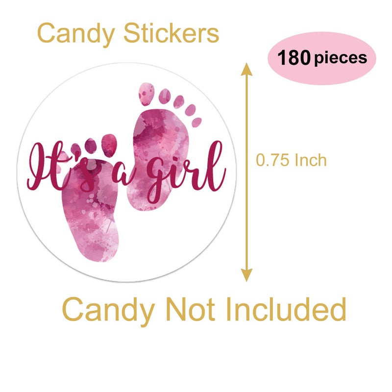 Mr.Mug 180 Chocolate Drop Labels Stickers- Gender Reveal Footprints Kisses Labels for Baby Shower, It's a Girl Baby Shower Favor Labels. - Image 2